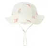 Korean Bear Baby Hat Muslin Cotton Bucket Hats for Girls Boys Cute Printed Spring Summer Infant Fisherman Cap Beach Accessories 3