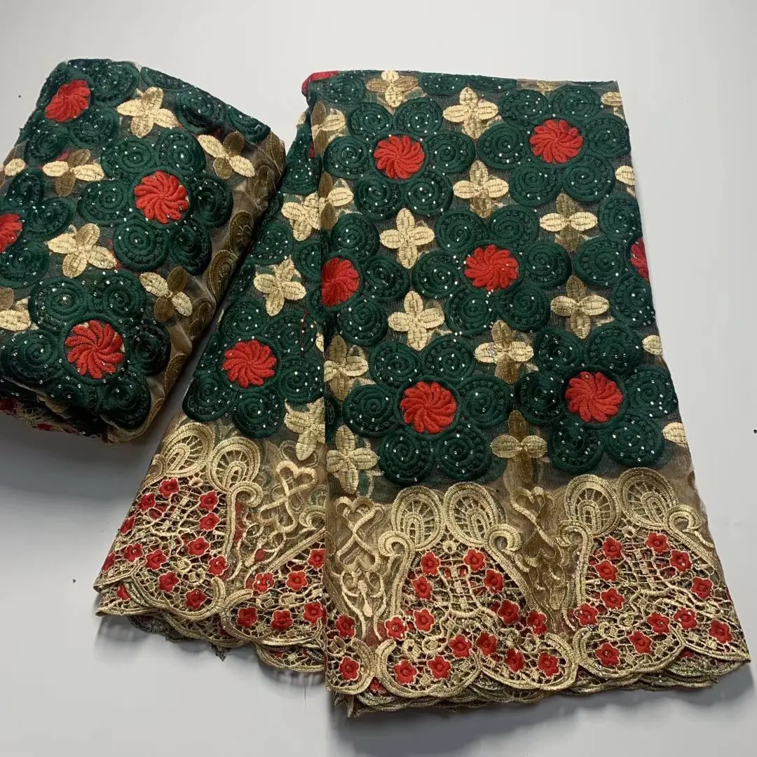 2022 High Quality African Lace Fabric With Stones African Embroidery Guipure Lace Fabric For Nigerian Net Lace Women Dress 