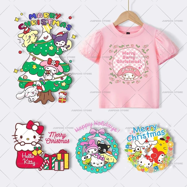 Hello Kitty × Demon Slayer T-shirts Stickers Nezuko Kuromi Anime Iron on  Heat Transfers Vinyl For Kids Clothes Printed Patches - AliExpress