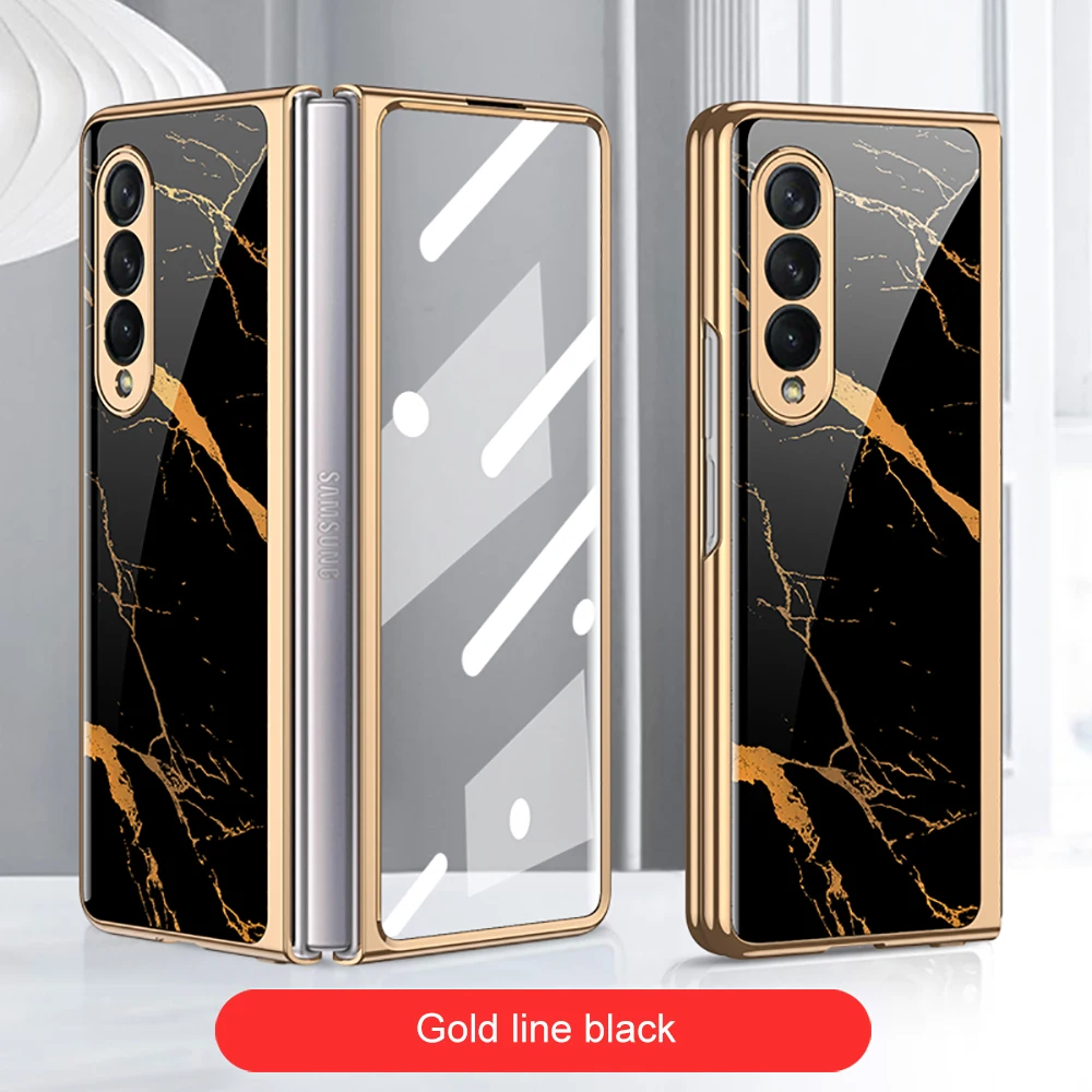 samsung silicone Sang Trọng Kính Cường Lực Dành Cho Samsung Galaxy Z Gấp 3 Ốp Lưng 5G Mạ Nhựa Khung Kính Cứng Dành Cho galaxy Z Fold3 kawaii phone case samsung