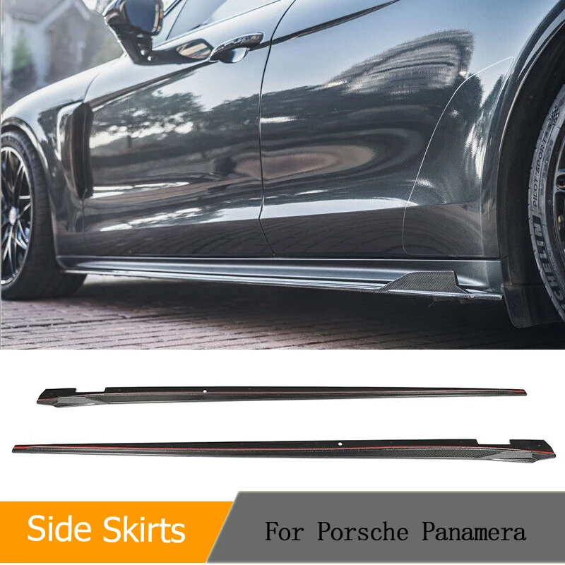 

Carbon Fiber Car Side Skirts Extension Lip For Porsche Panamera Turbo S 4S GTS Sport 4-Door 2017-2019 Racing Side Bumper Aprons