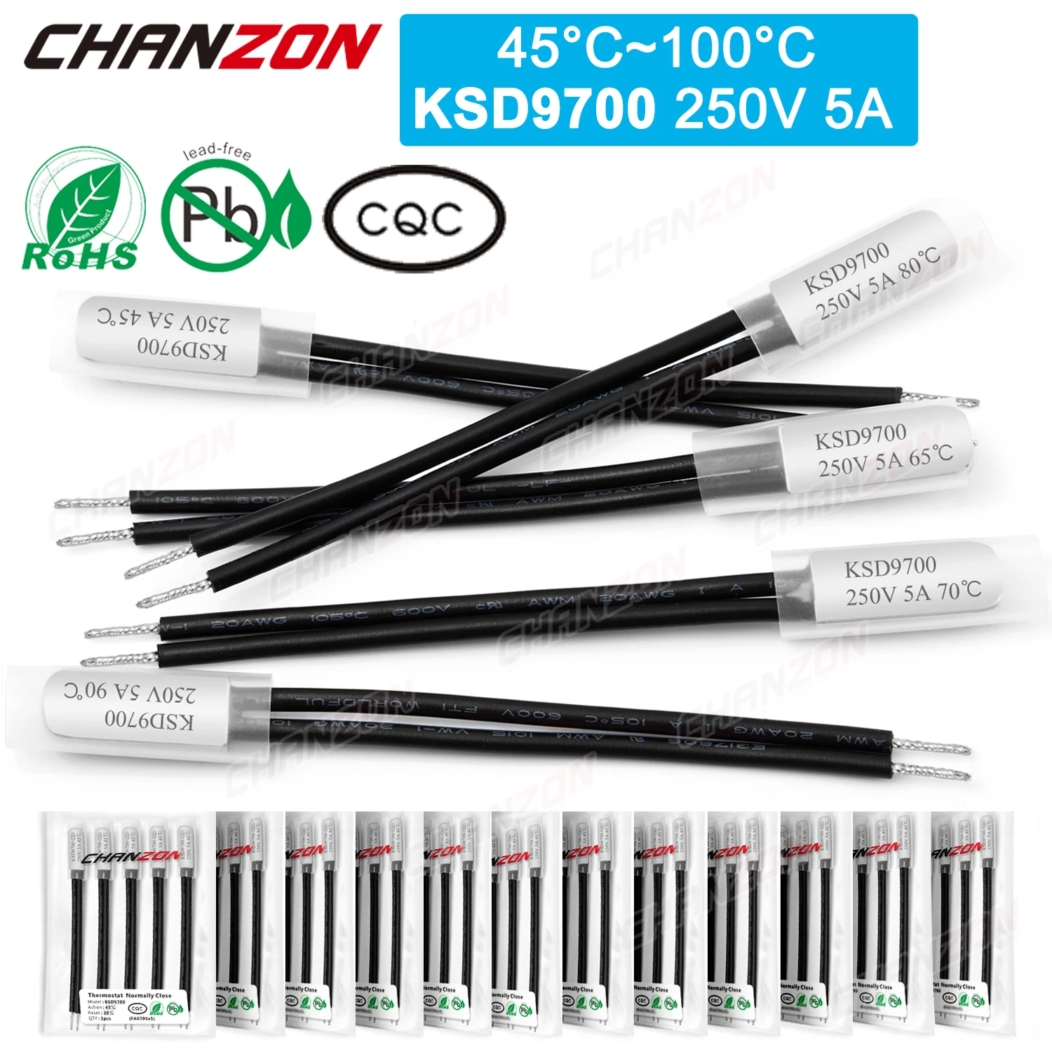 5 Pz Ksd9700 5A 250V 125V 45C A 100C Termostato Normalmente Chiuso Termo Protezione Termica Regolatore Di Interruzione Interruttore Di Temperatura