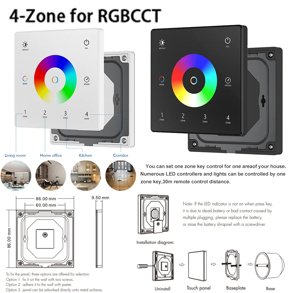 Enhanced Smart LED Controller with Touch Panel Remote - 5-in-1 WiFi & RF Technology
