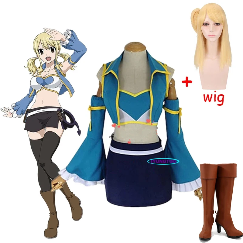 

Anime Lucy Heartfilia Fairy Tail 7 Years Later Lolita Cosplay Costume Girls Sailor School Uniform Skirt Outfit Halloween Party