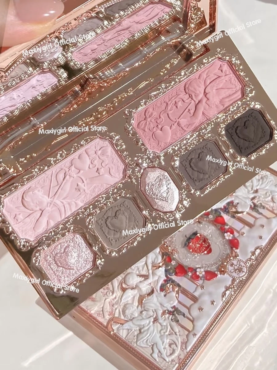 Flower knows Strawberry Cupid Collection Facial Complexion Palette Blush Eyeshadow Highlighter Flower Know Face Bronzer Palette 6
