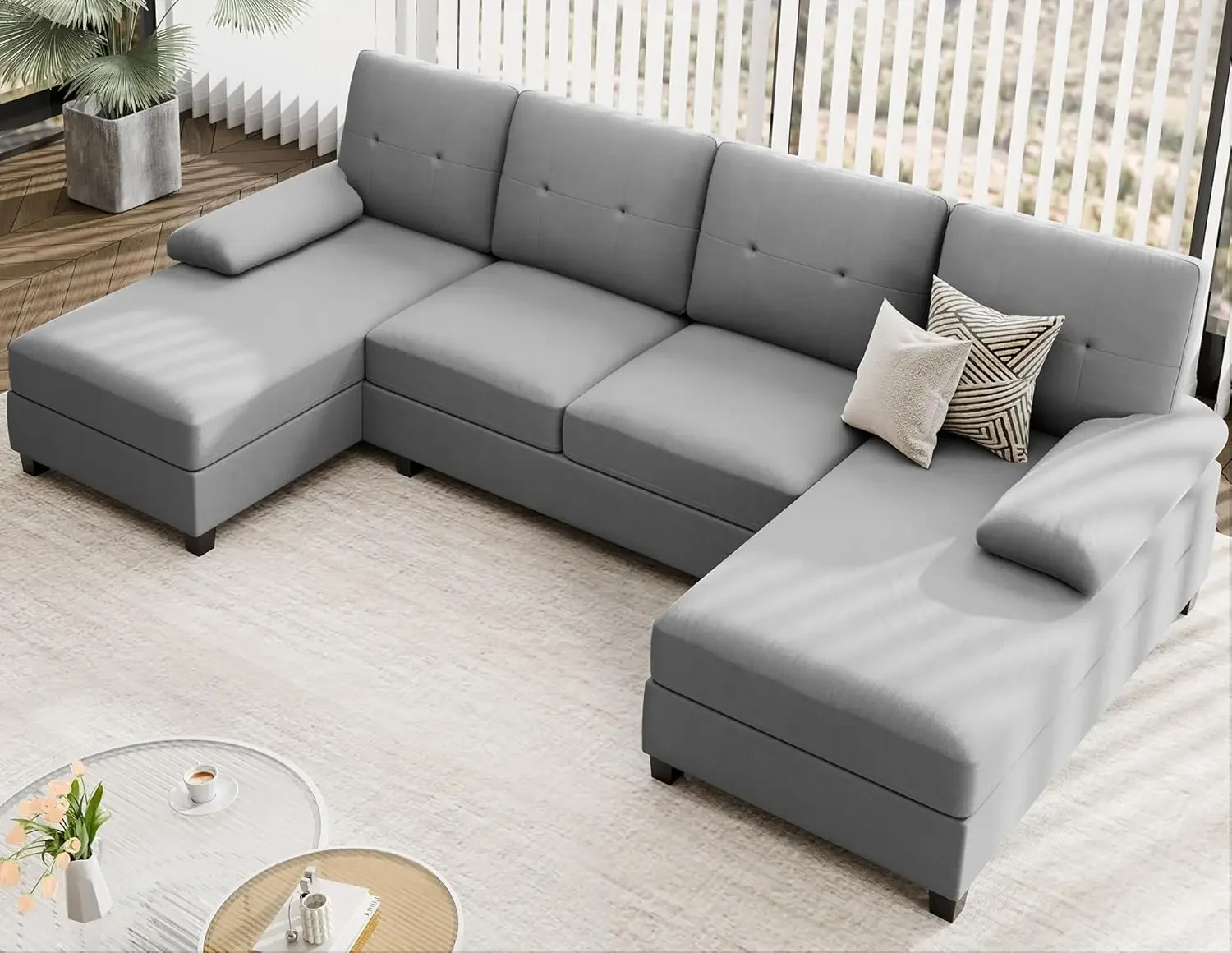 Description Picture 3 of itemSofa Couches for Living Room, 4 Seat U-Shaped Sofa Couch Living Room Furniture Sets Clearance with Double Chaises