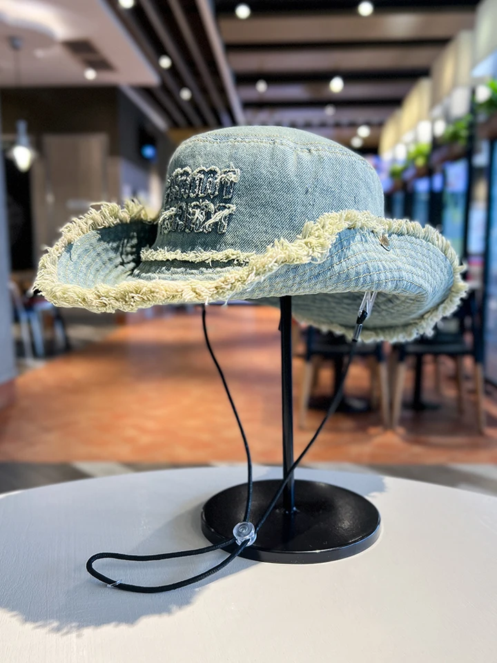 Cappello Da Pescatore Vintage In Denim Lavato Ed Invecchiato - Unisex, Pieghevole Per Viaggi E Spiaggia