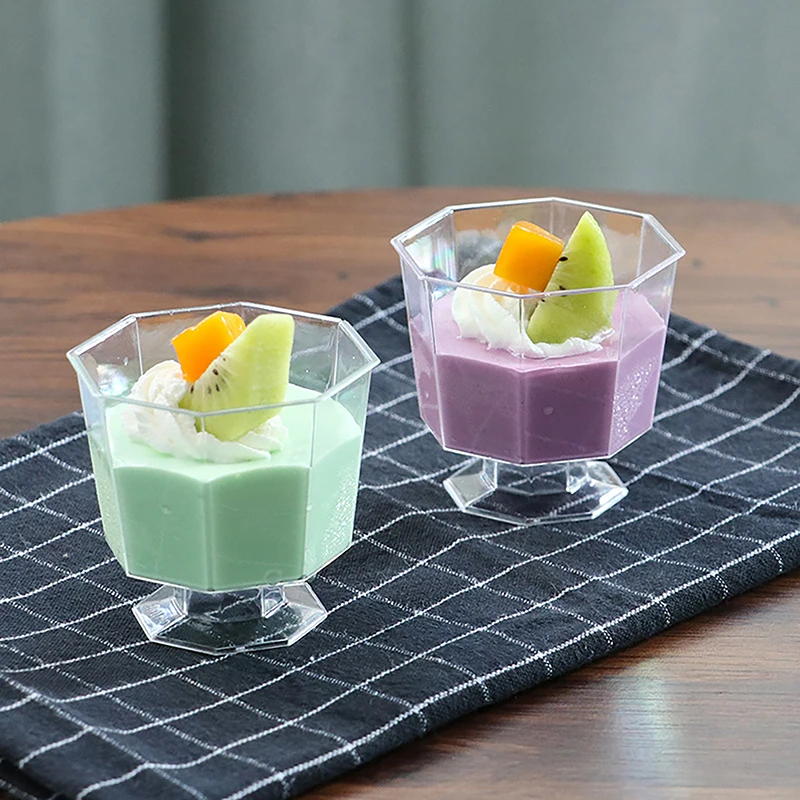 120ML Mini Dessert Cups Small Dessert Cups Plastic Footed Wine Glasses Serving Trifles Appetizers 10Pcs