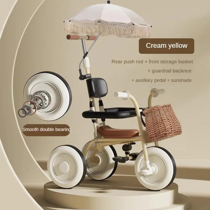 Multifunctional Children's Tricycle Lightweight Bicycle Three-wheeled Baby Stroller Baby Bicycle Can Be Pushed or Ridden