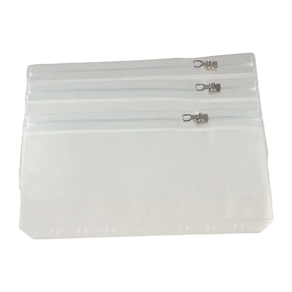 5pcs 문서 정리함 A5 A6 투명 PVC 포켓 파일 정리함 투명 바인더 현금 봉투 금속 지퍼가 있는 방수