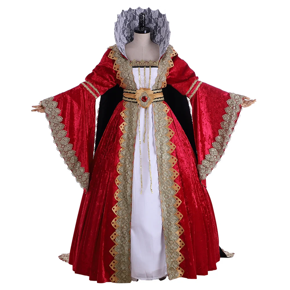 

Gorgeous Medieval Court Noble Tudor Costume Victorian Queen Princess Luxury Ball Gown Halloween Carnival Party Dress