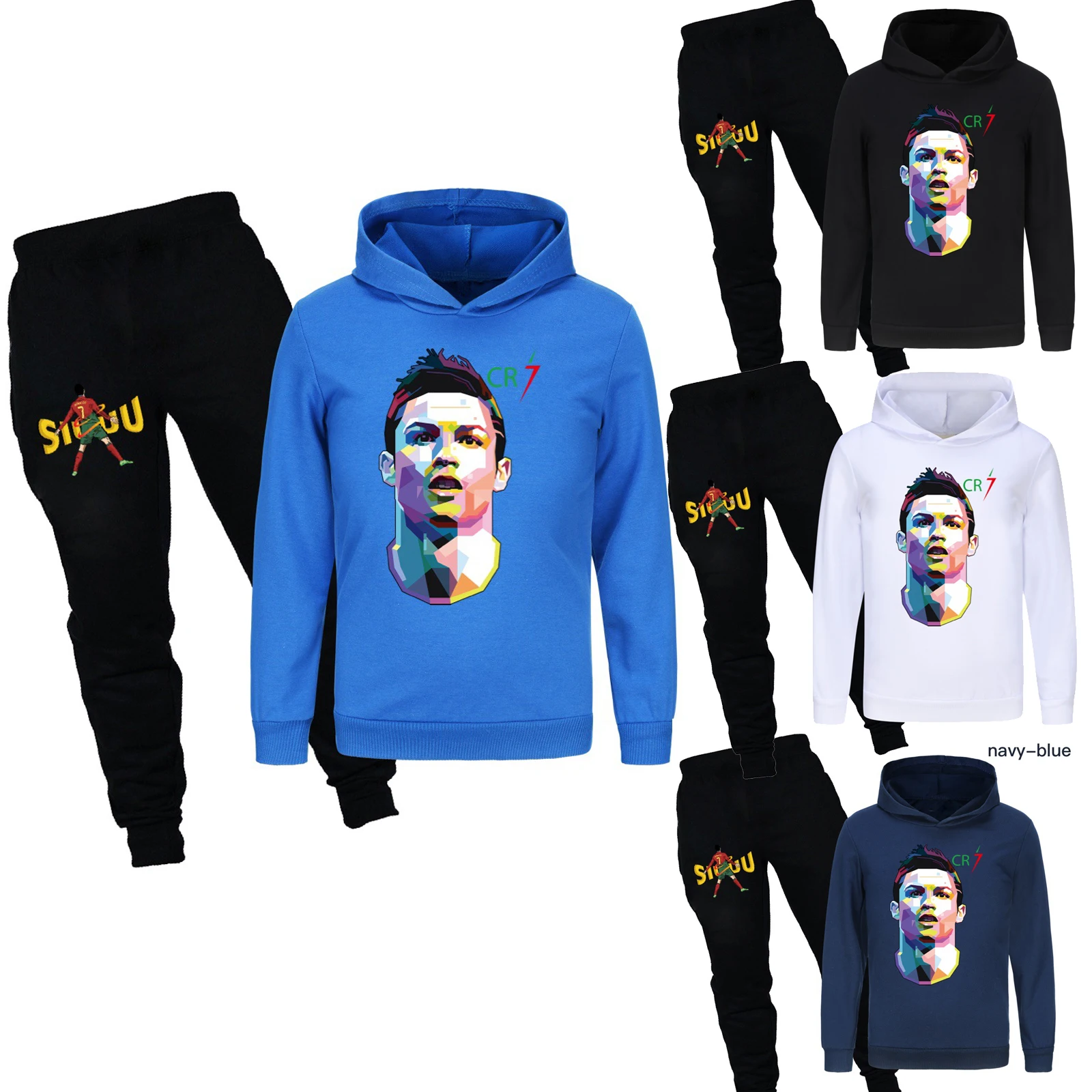 Felpa Con Cappuccio Per Bambini Stampata Ronaldo Set Pantaloni Con Cappuccio In Pile Primavera E Autunno Abbigliamento Sportivo Casual Per Bambini In 