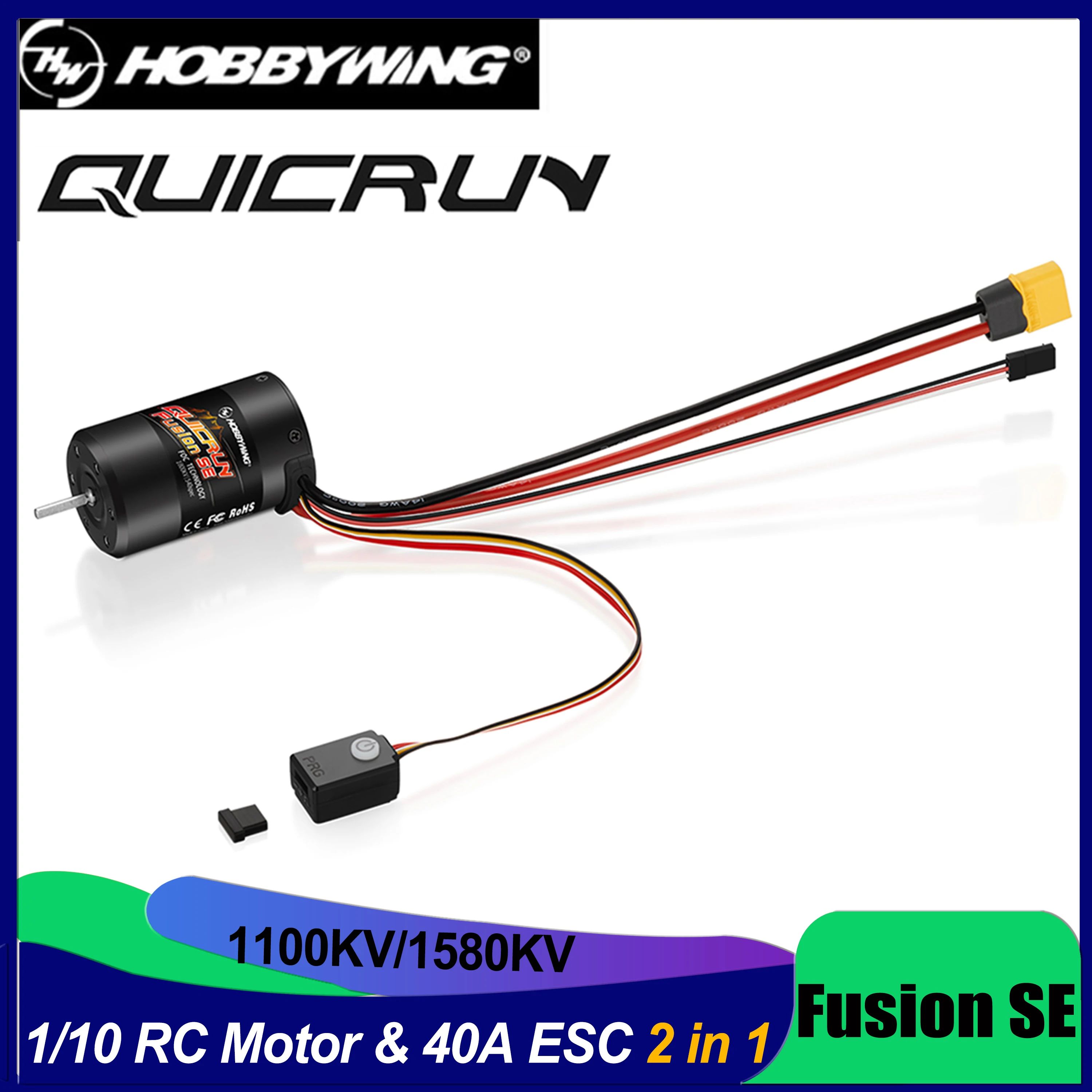 

Hobbywing Fusion SE Brushless Motor and 40A ESC Sensored Motor Waterproof 2 in 1 1200KV 1800KV for RC Rock 1/10 Crawler 2-3S