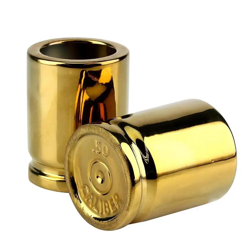 

1 Set Bullet Shot Glass Set Creative 2pcs Golden Shot Glasses Funny Shot Glass For Dad Birthday Durable Bullet Shot Glasses