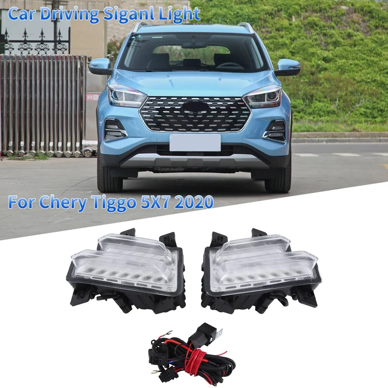 

Car Daytime Running Lamp Assembly LED DRL Front Driving Siganl Light For Chery Tiggo 5X/7 2020 Accessories Parts 605000268AA