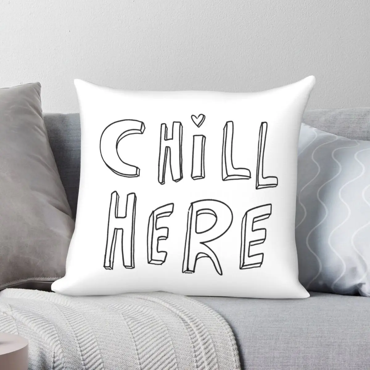 

CHILL HERE Typography Writing Pillowcase Polyester Linen Velvet Printed Zip Decor Sofa Seater Cushion Cover