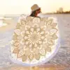 Round Gold Yellow Mandala Beach Towel Blanket,Microfiber Soft Sand Free Large Water Absorbent Beach Blanket Swim Pool Towel 1