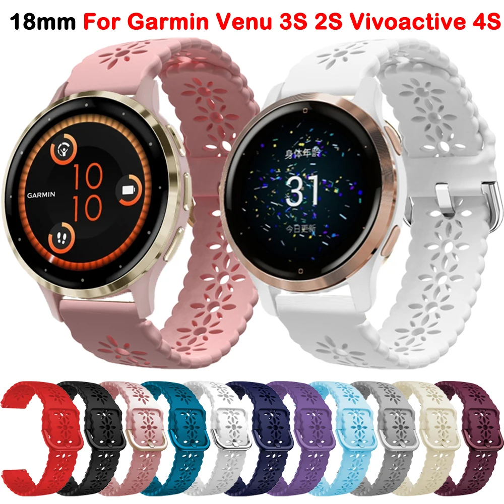 

18mm Watch Band For Garmin Venu 3S 2S Strap Vivoactive 4S Vivomove 3S Forerunner 255S 265S Wristband Silicone Bracelet Watchband