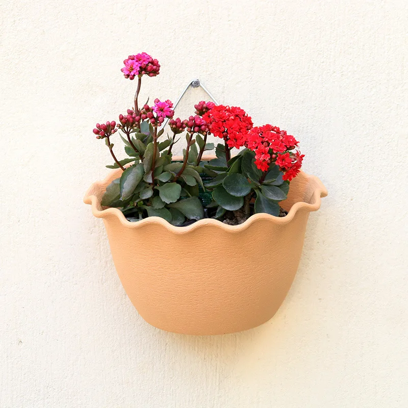 

White Plant Pots Plant Pot Wall-mounted Flower Pot Semi-circle Wall-mounted Hanging Pot Balcony Railing Water Storage Pot