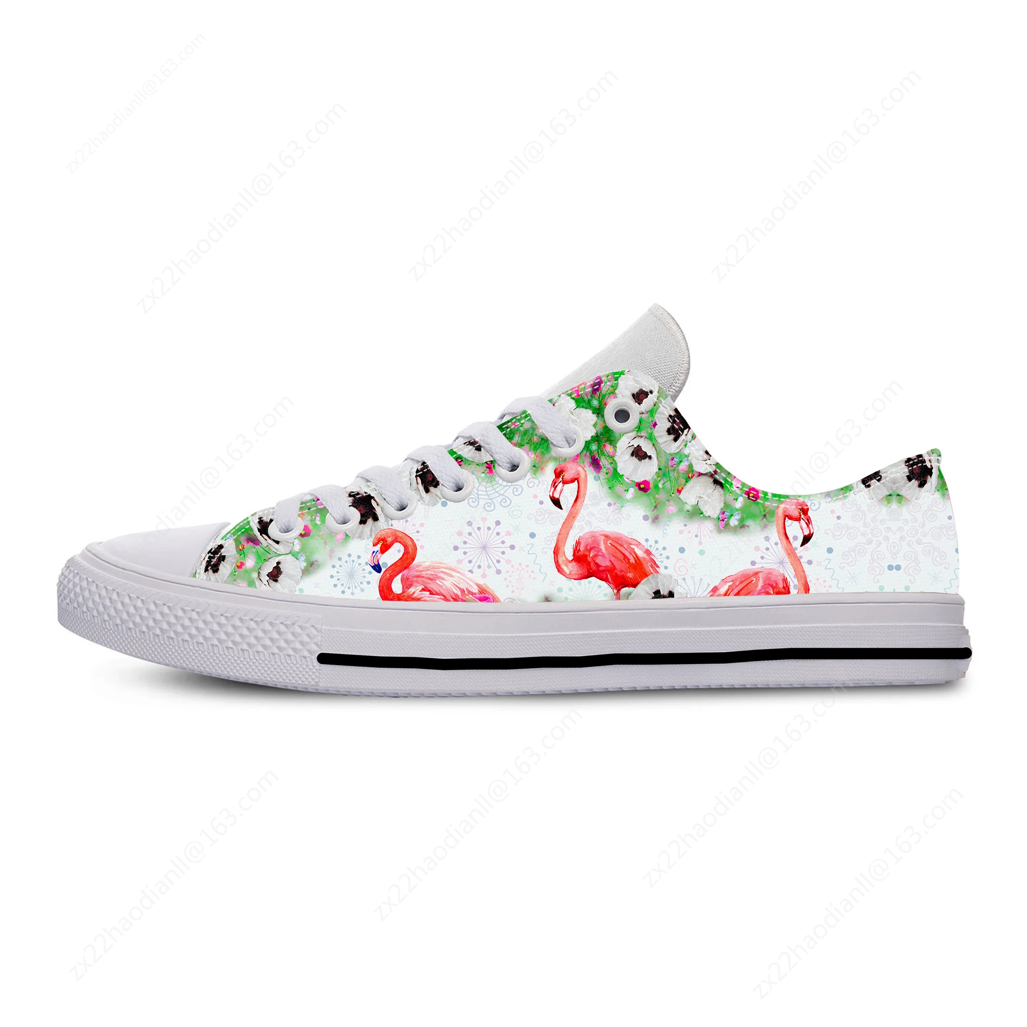 Flamingo Cartoon Aesthetic White Cloth Fashion 3D Print Low Top Canvas Shoes Men Women Lightweight Breathable Sneakers