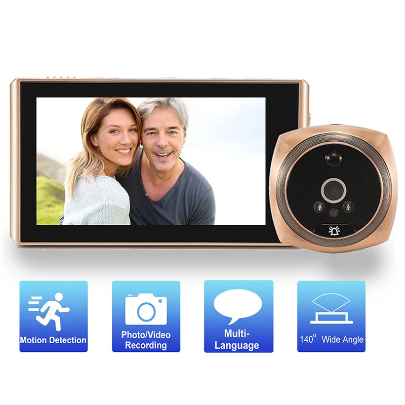 door video intercom Video Peephole Camera 4.1&Quot Display 135° Super Wide-Angle Field Of View Monitor Digital Ring Doorbell Video Voice Record camera intercom system