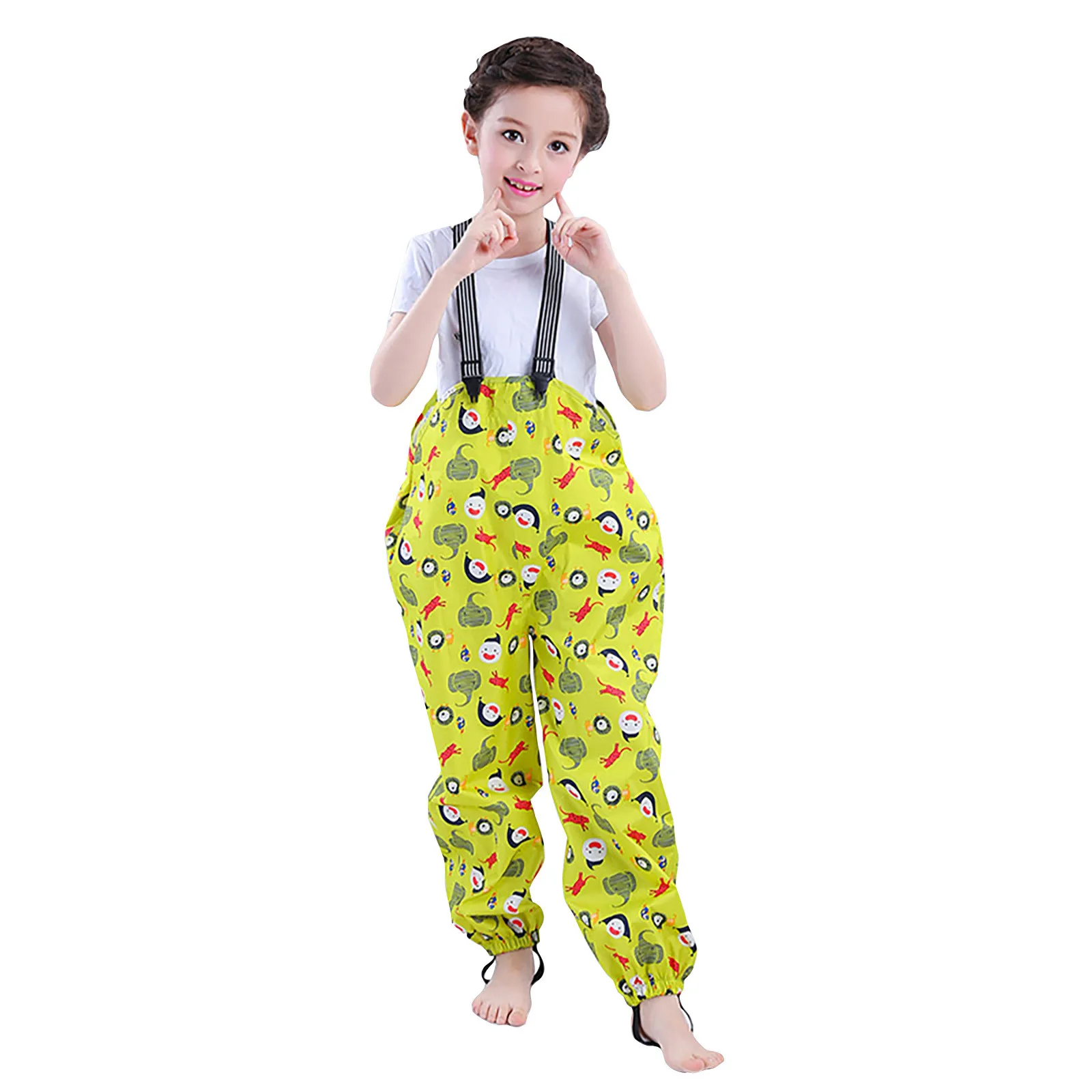 Children Rain Dungarees Windproof Waterproof Mud Rain Pants Trousers Kids Baby Boys Girls Overalls Impenetrable Rainwear Outdoor