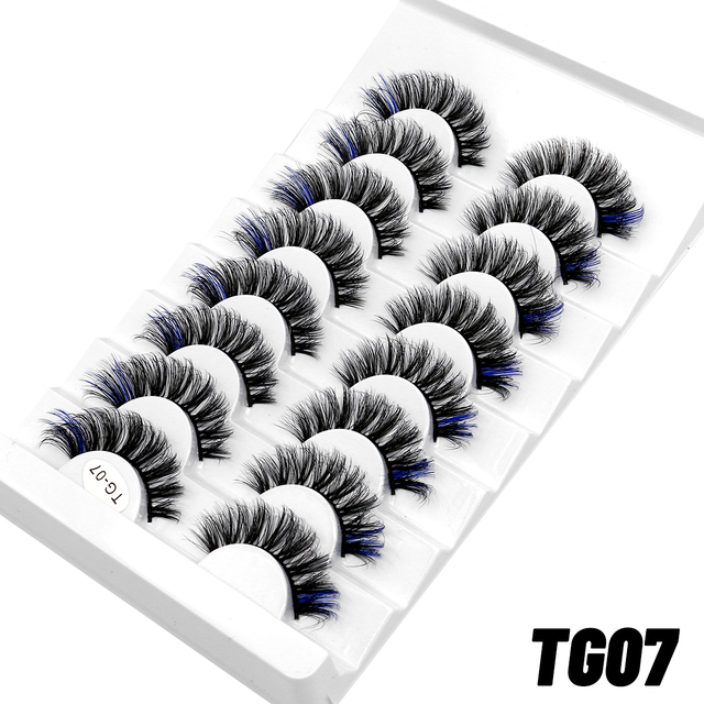 5/8pairs Colored Eyelashes Wispy Mink Lashes Natural Fluffy Cat Eye Lashes Strip 5D False Eyelashes Eyelash Extension