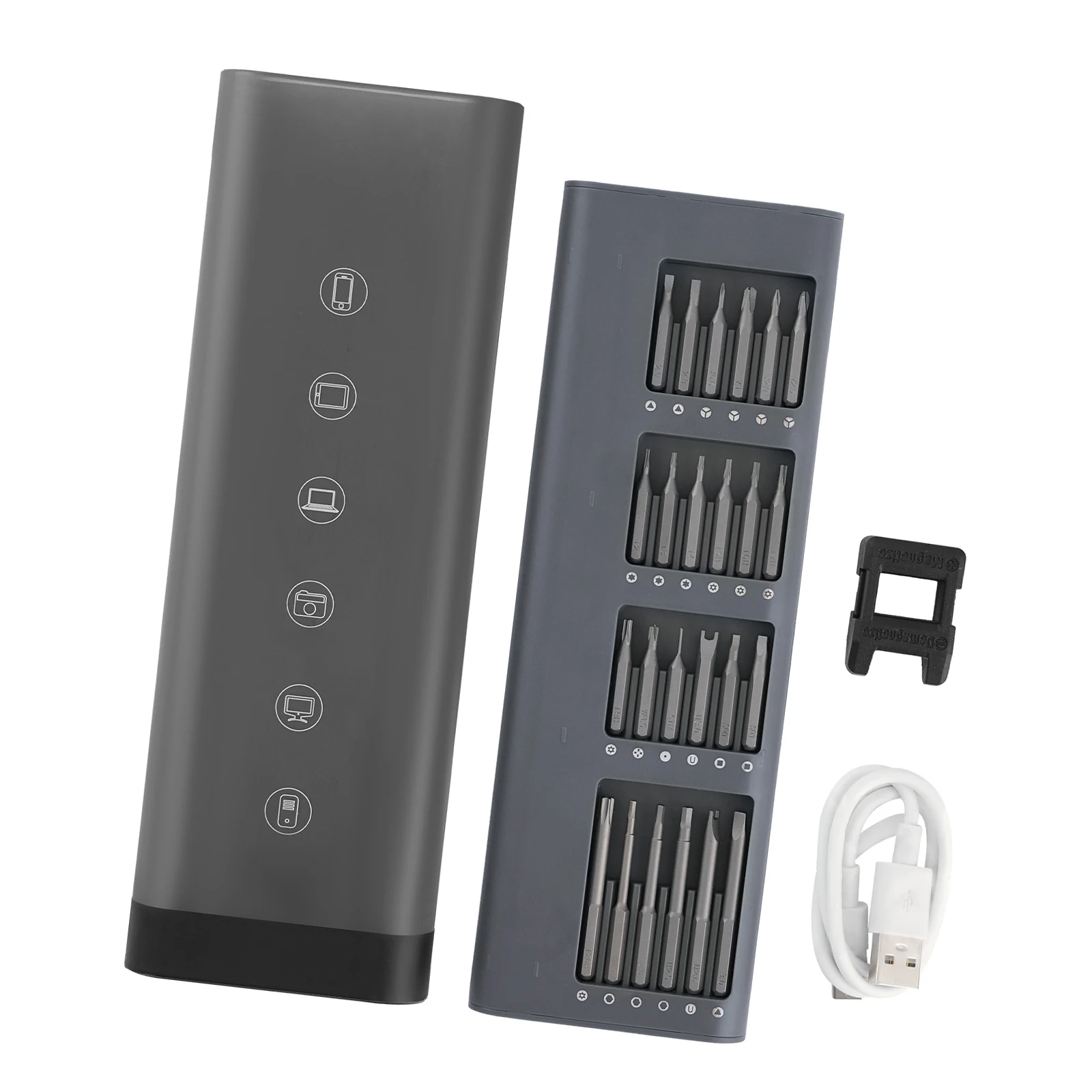 Electric Precision Screwdriver Set with LED Light and Magnetic Storage