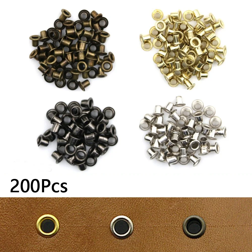 Mini Copper Eyelet for DIY Doll Belt, Metal Buckle Snap Button, Bag Shoes and Clothes Sewing Accessories 1.5mm, 2mm, 5mm, 200P