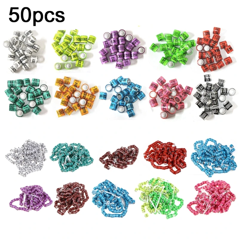 Bird Leg Rings Colorful Chicken Plastic Identification Leg Bands 8mm 50-Piece
