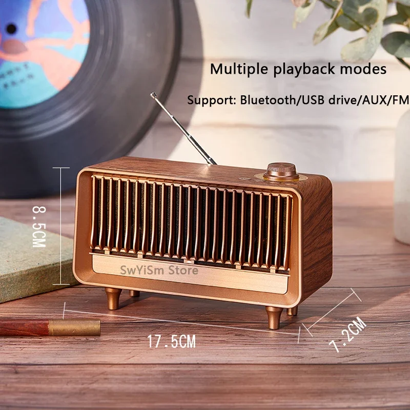 

Настольный Bluetooth-динамик в стиле ретро с FM-радио