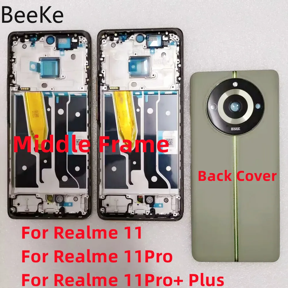 

Repair For Realme 11 Pro / 11Pro+ Plus 5G OPPO Rear Back Battery Cover Glass Shell Middle Frame Bezel Housing Case Replacement