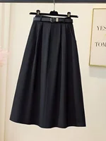 plus Size Women's Suiting A-Line Pleated Skirt High Waist Slimming Spring New Sle Korean Sle Casual Midi Skirt - Image 5