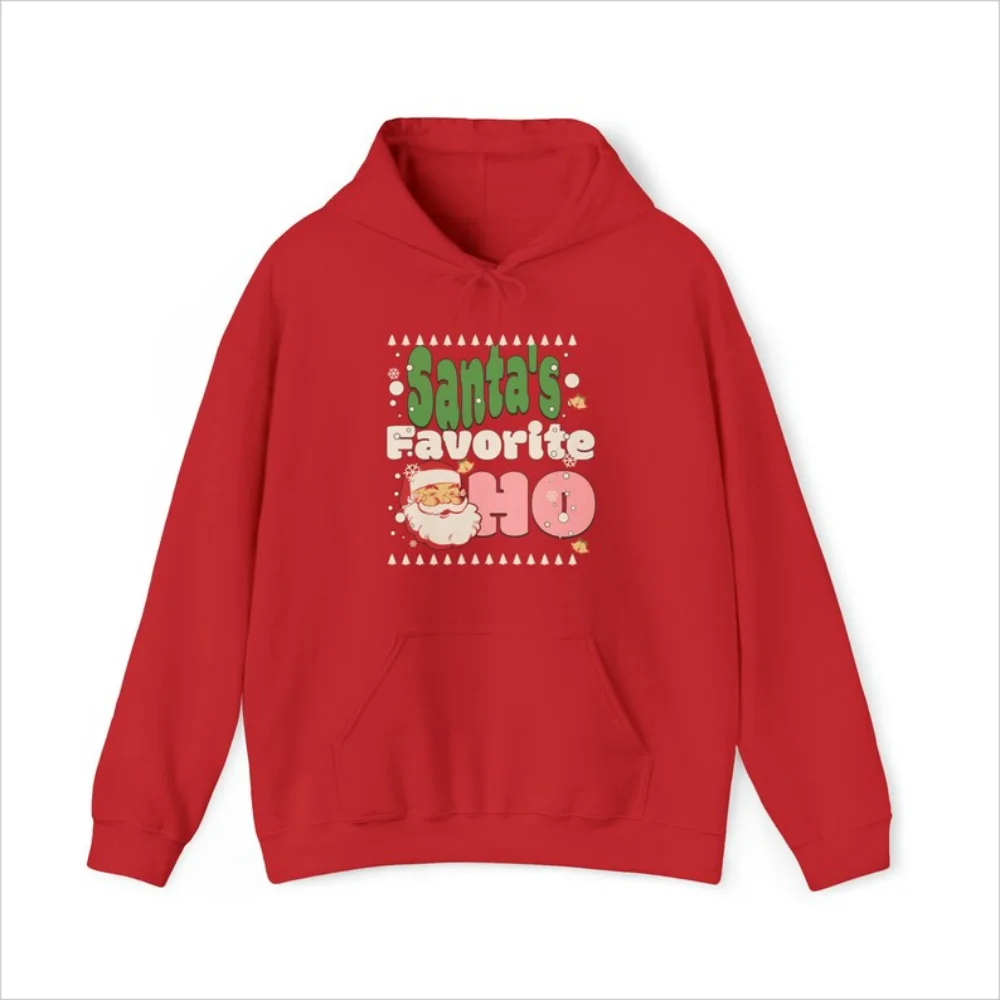 Santa's Favorite HO Hoodie Sweatshirt Cute Holiday Sweater Merry Christmas Funny Letter Print Simple Pullover Top