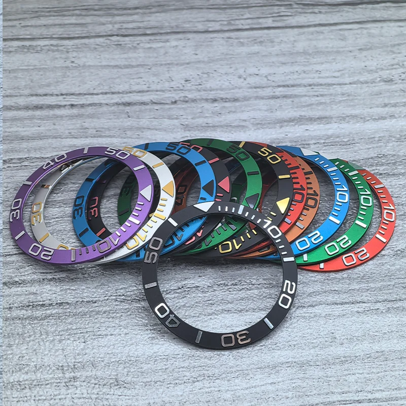 38 mm x 30,7 gebogener Aluminium-Lünetteneinsatzring, passend für SKX007 SKX009 SUB Uhrengehäuse NH35 NH36 Uhrwerk, Lünettenring, Refit-Teile