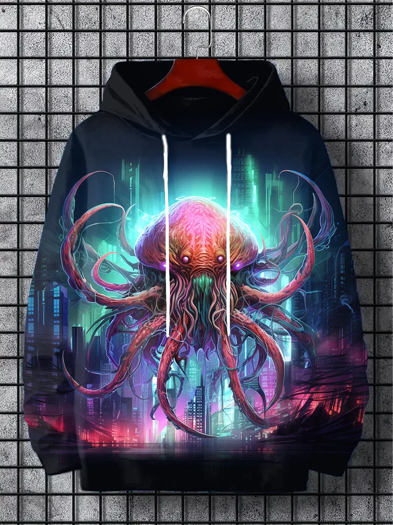 Men's Hoodie Pullover Autumn Winter 3d Print Trendy Street Cool Hip-Hop Fashion Short Sleeved Top Harajuku Men's Clothing Street