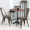 Metal Dining Chair Stackable Indoor Outdoor Industrial Vintage Chairs Bistro Kitchen Cafe Side Chairs with Back Set of 4 (Black) 6