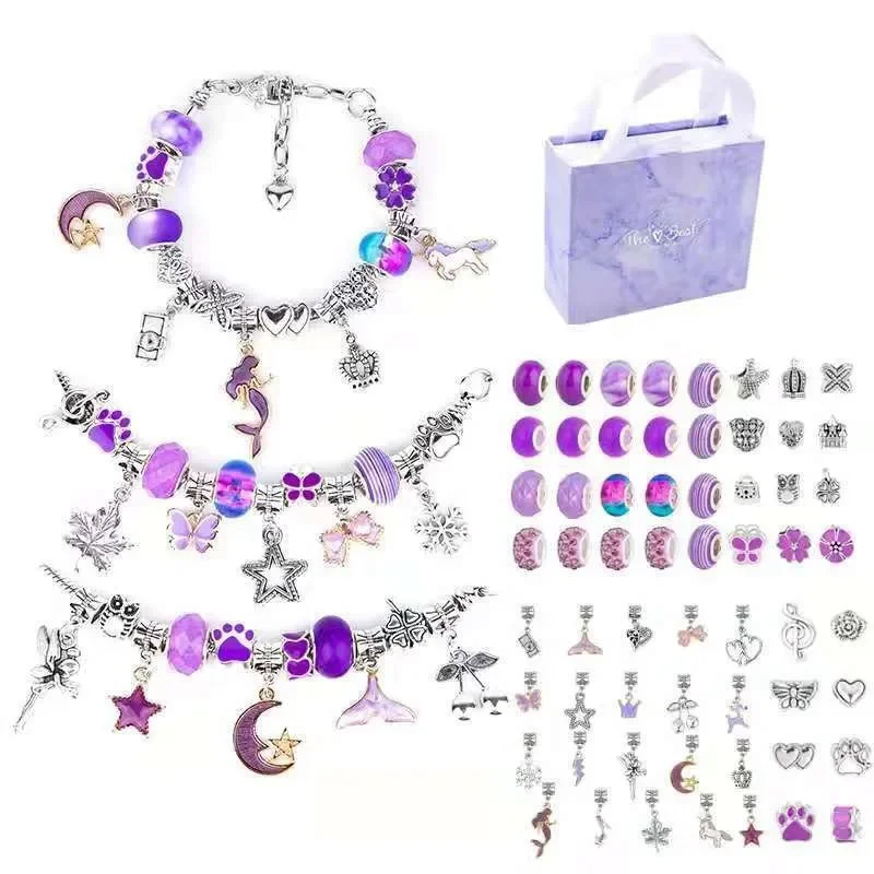 Beaded jewelry kit jewellery making kit friendship bracelet making kit Charm Bracelet Making Kit 66 Pcs for Girls