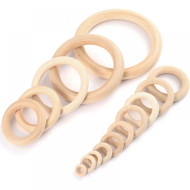 Unfinished Solid Natural Wooden Teething Ring Wood Lead-Free Beads For  Ornaments Connectors Jewelry Making Macrame