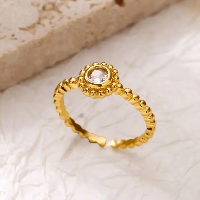 Zircon Geometric Rings for Women Gold Color Adjustable