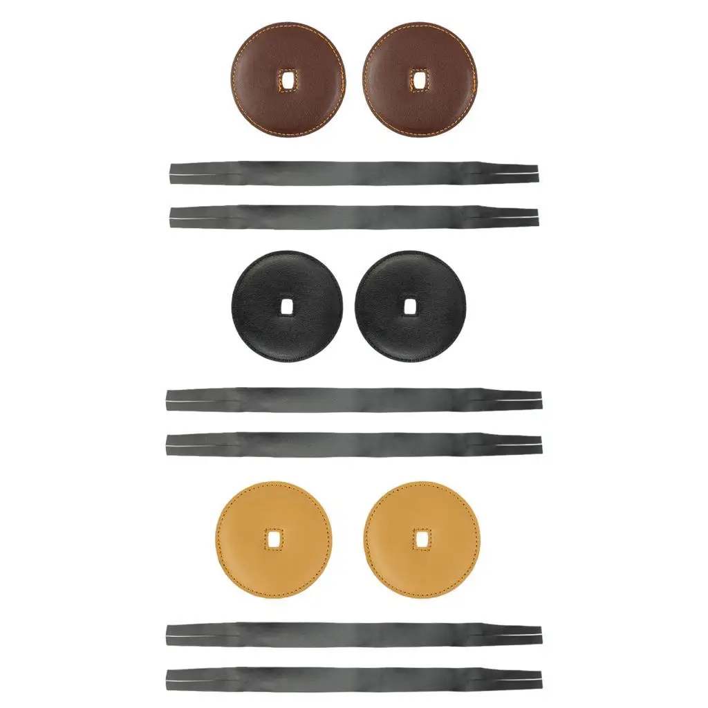 2Pcs Cymbal Handle Cymbal Belt Symphony Repairing PU Leather Soft Replacement Strip Hand Strap with Pads Strap
