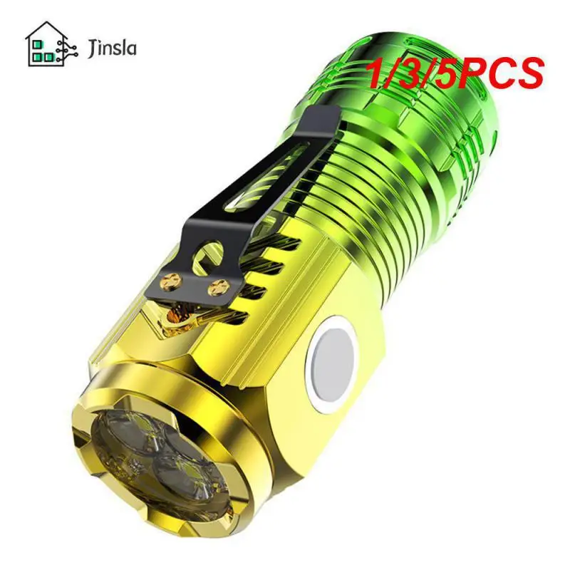 

1/3/5PCS Outdoor Mini Flashlight Strong Magnet Portable Lighting Flashlight Three-eyed Monster Flashlight Rechargeable Emergency