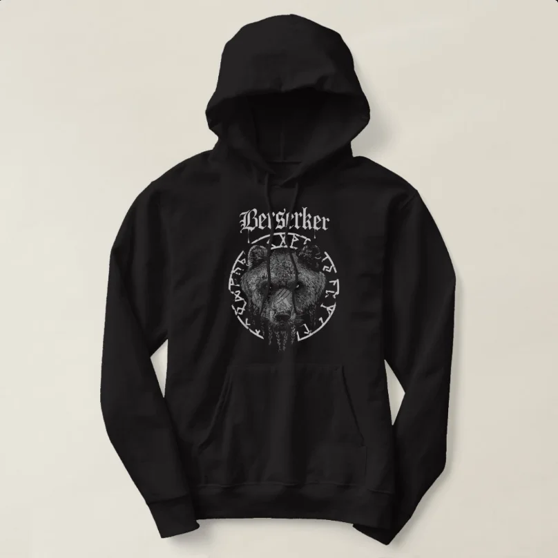 

Nordic Viking'er Compass Rune Berserk Bear Odin Warrior Pullover Hoodie New 100% Cotton Casual Mens Sweatshirts Streetwear