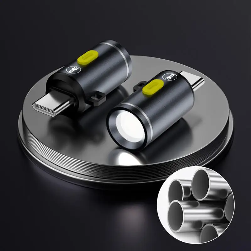 Type-C LED Handheld Strong Light Pocket Keychain Flashlight Mini Flashlight Small Torch Light Outdoor Hiking Camping Accessories led flashlight mini flashlight led flashlights mini led flashlight led torch light