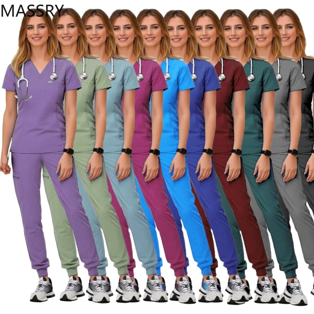 Hot Sell Scrub Suits Stretch Breathable Women Sets Jogger Nursing Wash Uniforms Medical Spandex Hospital Wash Uniforms Sets
