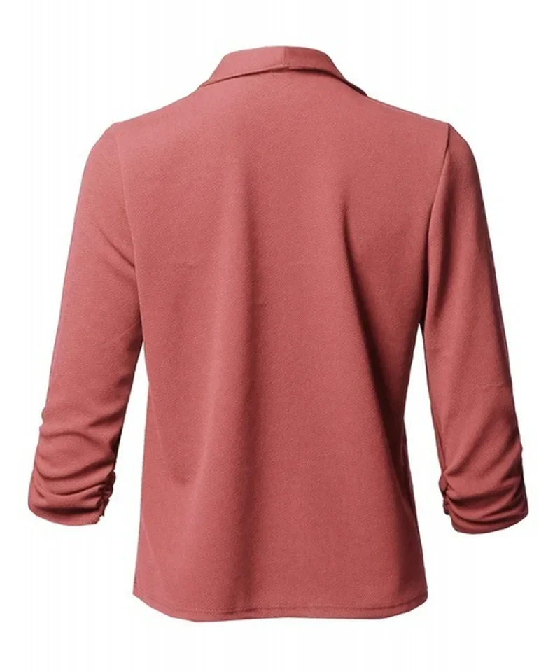 Women Black Thin Blazers Cardigan Coat 2024 Long Sleeve Women Blazers and Jackets Ruched Asymmetrical Casual Business Suit Lady - Image 3