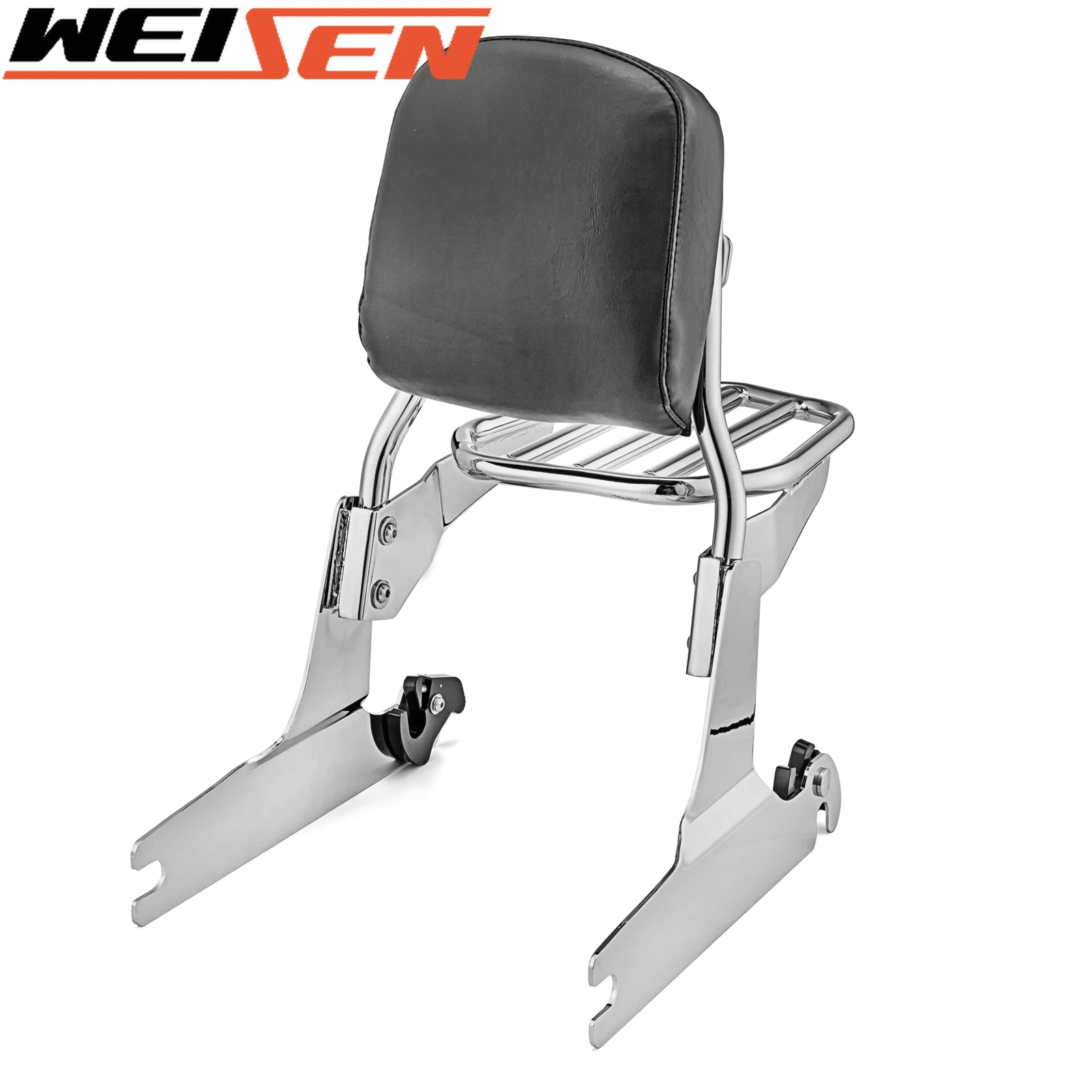 

Motorcycle Passenger Backrest Sissy Bar + Luggage Rack Chrome Steel Standard Height For Harley Softail Deluxe FLSTN 2005-2017