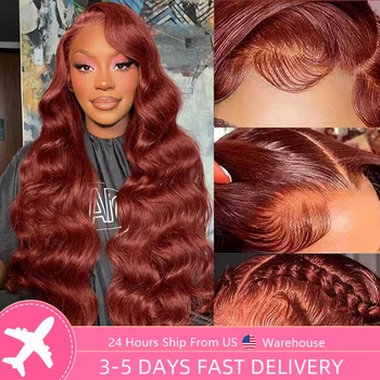 200 density Reddish Brown Body Wave 13x6 Hd Lace Front Human Hair Wig Brazilian 36 Inch Transparent Body Wave Lace Frontal Wigs 1