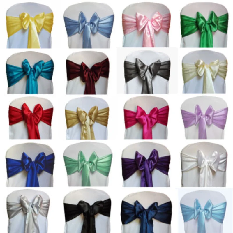 

10PC Wedding Chairs Bow Satin Fabric Chair Sashes Knot Cover Decor Ties for Banquet Party Event Chair Covers Wedding Decoration