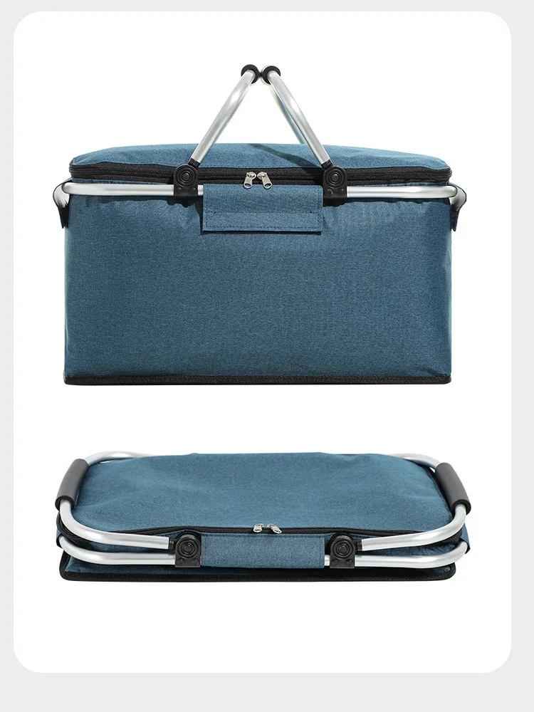 Lunch Cooler Bag Cooler Bag Insulated Foil Bag Super Large Outdoor Picnic Basket Cooler Case Box Thermal Insulated Bag Collapsible Foldable Aluminum Frame Waterproof Foil